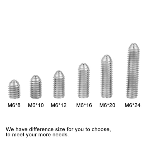 M6*10 Spring Ball Plunger Screw, 20pcs Allen Locating Stainless Steel Ball Point Plunger Screw Fastener - Image 2