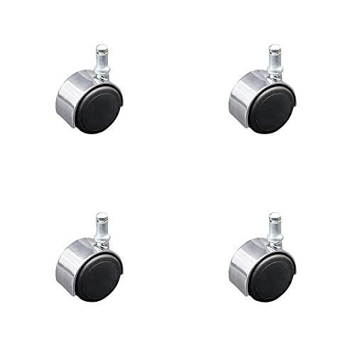 Service Caster SCC-GR02S50D-NYU-BC-716X78-4 2 Inch Office Chair Stem Casters Set Of 4 - Bright Chrome Hooded Soft Urethane Twin Wheel cover