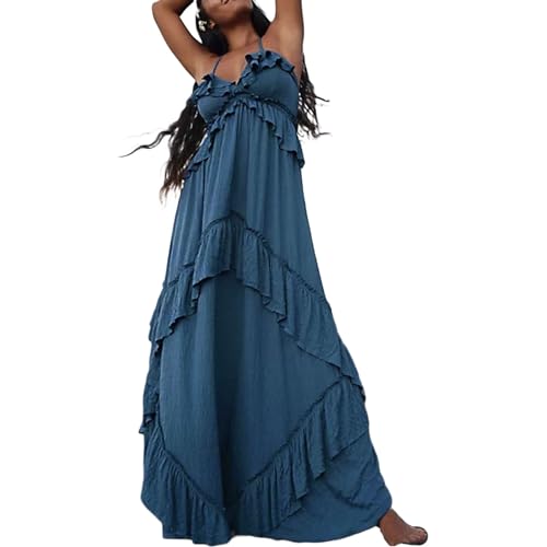 Vestido Largo Fluido Escote Encaje · Negro · Vestir / Vestidos Y Monos