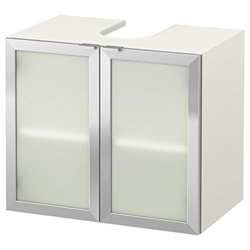 IKEA LILLÅNGEN - Mueble bajo lavabo con 2 puertas 60 x 38 x 51 cm blanco/aluminio (60 x 38 x 51 cm)
