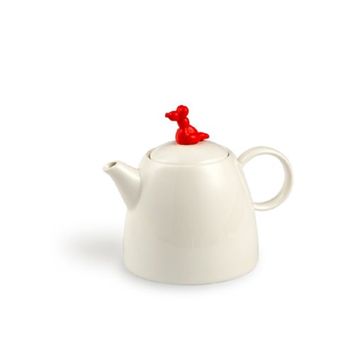 Théière Siléa Blanche Et Beige – Anse Bois – Modèle Bas – Comme Neuve