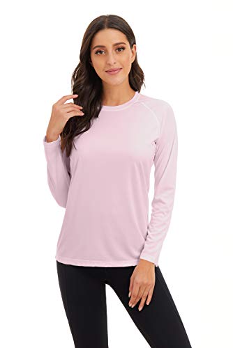 FANGJIN Camiseta de Manga Larga para Mujer con protección Solar UPF 50+, para Exteriores, protección UV Rosa Claro. M Cover