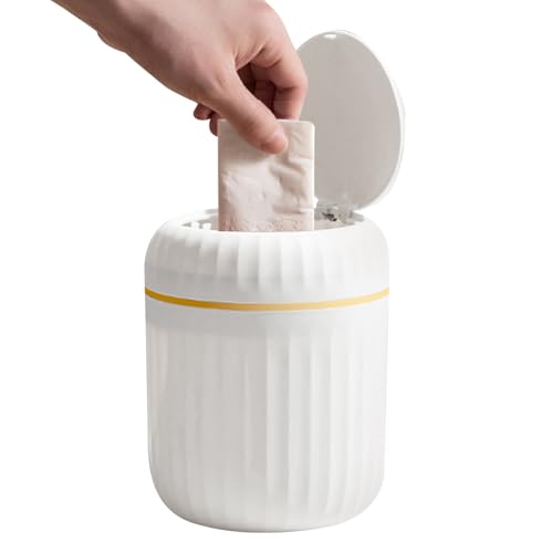 Yuemeuy Poubelle De Table Portable | 16.5x13cm Poubelle De Comptoir | Corbeille Du Bureau Avec Couvercle En Plastique Réutilisable Pour Table Cuisine, Coiffeuses, Chevet, Salles De Bains