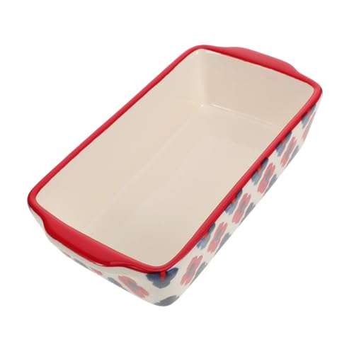 UKCOCO Plato Hornear De Cerámica Rectangular Asas Resistente Al Horno Microondas y Lavavajillas Para Reuniones Familiares y Decoración De Mesa Cerámica De Alta Temperatura y Fácil