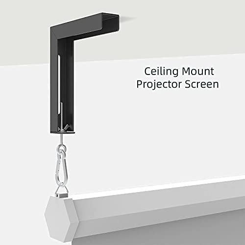 Black Universal Projector Screen L-Bracket Wall Hanging Mount 6 Inch Adjustable Extension With Hook Manual, For Wall Or Ceiling Mount Home Projector And Movie Screens, 80 Lb Capacity Each #TOP4