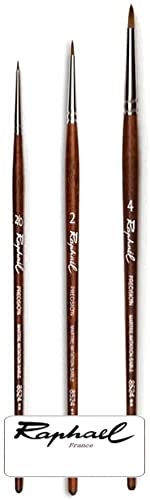 Raphael Series 8524 Precision Brush - Imitation Marten Sand - Set of 3 0/2, 2, 4, Yellow