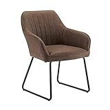 CangLong Side Chair PU Faux Leather Seat Vintage Arm Side Chair with Metal Legs Classic Living Room...