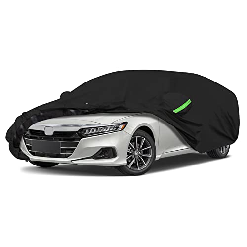 Image of Waterproof Car Cover Compatible with 2007-2025 Honda Accord, Black Car Cover with Inner Cotton & Safety Lock for Snow Rain Dust Hail Sun Protection 195 * 74 * 58in
