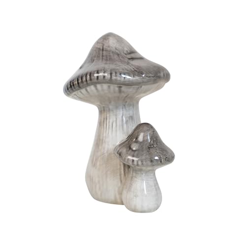 HEITMANN DECO – Deko-Pilze aus Keramik – Grau-Weiß, ca. 16 cm hoch,...