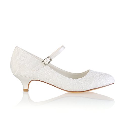 Emily Bridal Wedding Shoes Lace Wedding Shoes Round Toe Mary Jane Bridal Shoes Kitten Heel Mother Shoes3