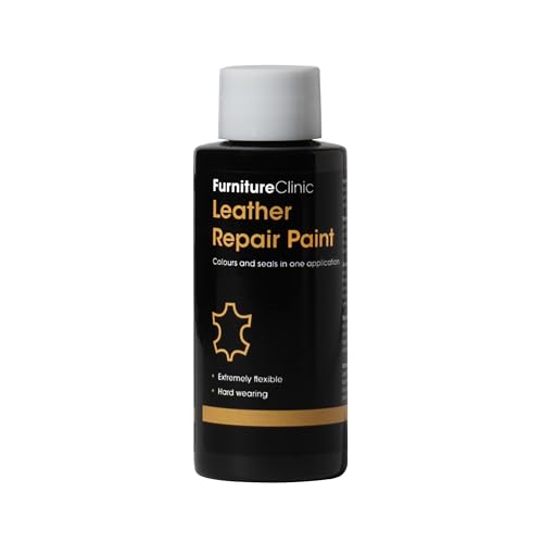 Furniture Clinic Leather Repair Paint & Dye | Self Seal Colourant for Quick and Easy Leather Repair | Suitable for Sofas, Car Seat, Shoes, Handbag, and More (Black, 50ml)