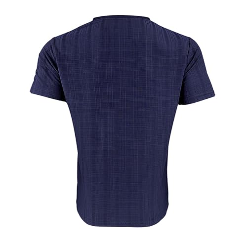 Men Viscose Pajama Top Button Up for Sleep, or Casual V Neck Short Sleeve, Breathable Summer Cardigan Style3