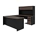 Bestar Connexion U-Shaped Executive Desk with Pedestal and Hutch, 72W, Antigua & Black