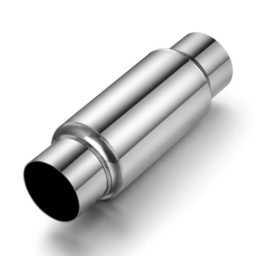 Wabuiltown 3 Inlet Exhaust Resonator 3 Outlet 12 Overall Length Stainless Steel Performance Muffler Straight Through Design Weld-On Universal for Car Truck Polished