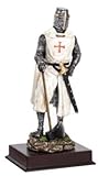 Dimension : H. 13 cm AVENUELAFAYETTE Figurine Statuette Chevalier Templier sur Socle - 13 cm (M4)