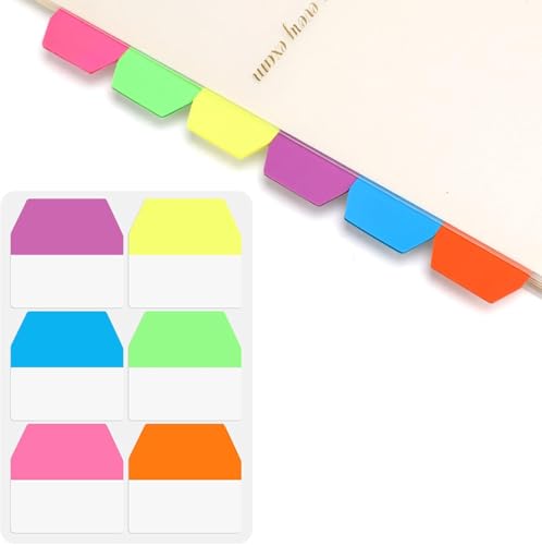360 PCS Writable Repositionable Sticky Tabs - Page Markers Tabs and Index Tabs - Bookmark Labels for Office School Reading Notes and Books - 6 Colors