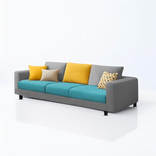 Image of Galib 3 Seater Sofa Set for Living Room (Turquise Grey Fabric) Premium Fabric Sofa Set