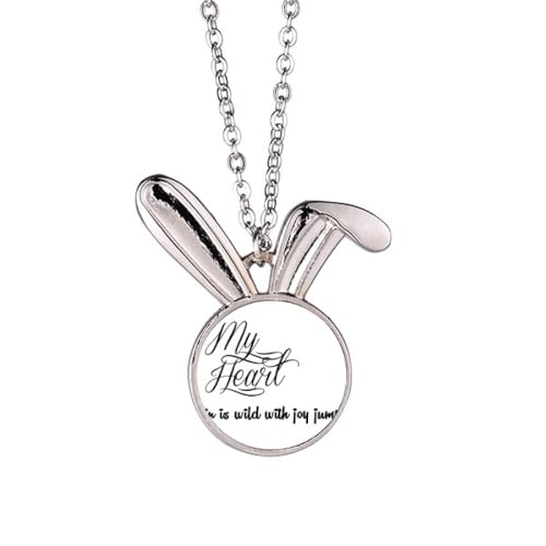 Collier lapin My Heart Joy en argent affiné avec gravure message élégant