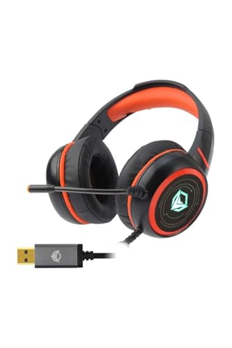 MEETION MT-HP030 Wired Gaming Headphone Black with HIFI 7.1 Surround Sound, 10~20,000Hz Frequency Response, LED Backlit, Noise-Canceling Mic, Comfortable Earcups, Adjustable Headband, Gold Plated USB