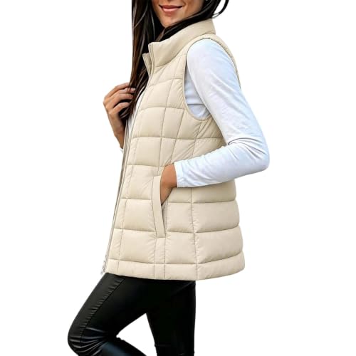 Puffer Jackets for Women Sleeveless Quilted Stand Collar Zip Vest - image 1