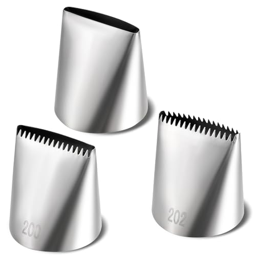 3 Pack Large Frosting Piping Kit Cake Decorating Tip Kit Stainless Steel Cake Frosting Icing Nozzles Tips Decorating Tools Baking Supplies for DIY Cupcake Cookie Bread Fondant Baking Accessories