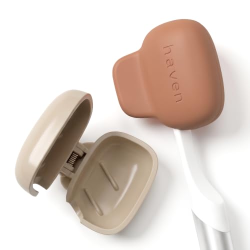 Image of Haven Toothbrush Cover - Fits Electronic and Manual Toothbrushes - Toothbrush Case Holder for Travel - Set of Two Tooth Brush Cap Protectors (Sand & Terra)