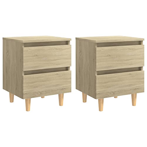 vidaXL 2X Tables de Chevet avec Pieds en Pin Tables de Nuit Armoires de Chevet Armoires de Lit Chambre à Coucher Maison Chêne Sonoma 40x35x50 cm