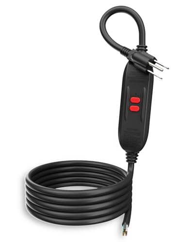 ConnecRCD GFCI Extension Cord 10FT/3M, 18AWG 10A/125V Heavy Duty 3-Prong Grounded Extension Cable with Inline GFCI Replacement Plug for Workshop, Garage, Outdoor, Pool Area