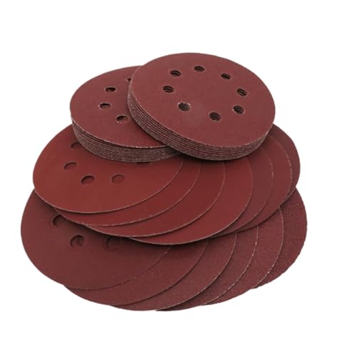 Lija, 50/100PCS 8 agujeros 5 pulgadas Surtido de almohadillas for lijadora orbital de papel de lija con gancho y bucle(5inch-8holes-100pcs)
