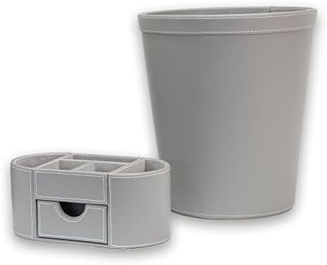 Osco 29cm Faux Leather Waste Bin - Brown