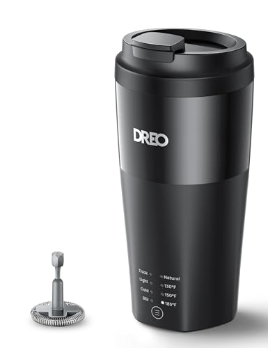 Comparison: Best Portable Milk Frother 9 Dreo Milk Frother, 4-in-1 Electric Frother for Coffee, Hot and Cold Foam Maker for Cappuccino, Flat-white, Latte with Plant-based and Dairy Milk, Multi-stage, Easy to Clean, Temperature Control, Black