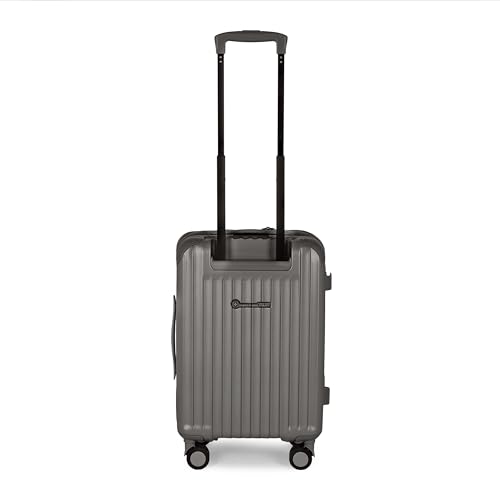 Image of SWISS MILITARY Polycarbonate Summit 360 Rotatable 8 Wheels 60cm Hard Trolley Luggage, Anti Theft Zip, TSA Lock, 15.6 inch Laptop Compartment, Expandable Storage Suitcase & Dust Cover Free Small Grey 62L