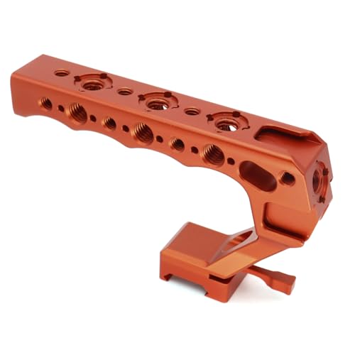 Image of NATO Top Handle, Quick Release NATO Grip with 4 Cold Shoe Adapters for DSLR Camera Cage, Universal Top Handle with 3 /8-16 and 1 /4-20 Thread Holes (Orange)