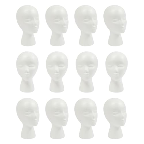 Sizcdiomk 12 PCS Foam Mannequin Heads, White Styrofoam Wig Head