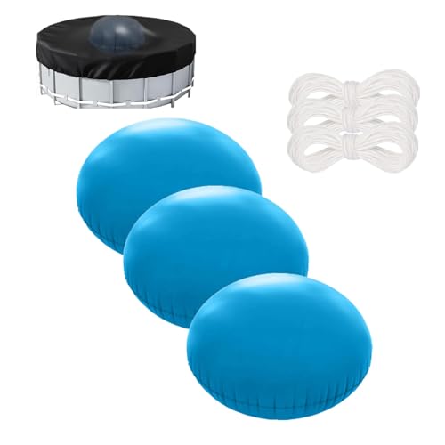Coussin de Piscine d'hiver de 44 Pieds, Coussins d'hiver pour Piscine, Coussin d'air pour Piscine, avec Cordes de 3 m, 120 x 120 cm pour la Couverture d'hiver de la Piscine (3PC Bleu)