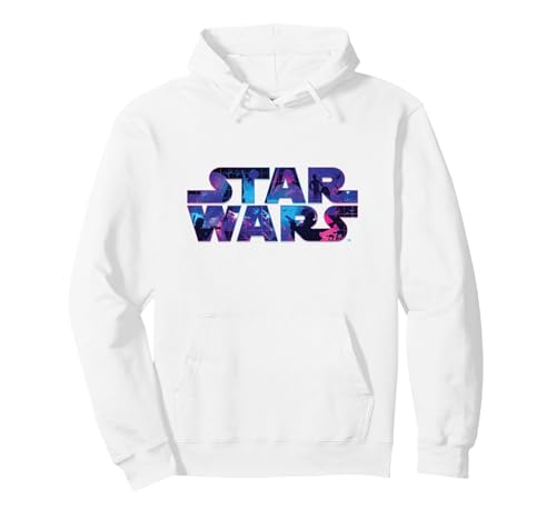Image of Star Wars Logo Retro 90s Galaxy Pullover Hoodie, Adult Unisex, White, X-Large