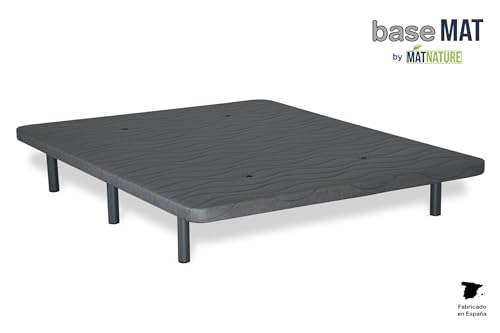 Matnature | Base Tapizada 3D l Estructura Estable Madera | Bastidor Metálico Super Resistente | Transpirable Aireadores Sistema FreshAir | Altura Base + Patas +/- 30 cm (135 x 190 cm, Gris) - Imagen 4