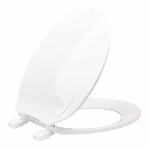 Round Plastic Toilet Seat and Lid with Quick Release Hinges, Easy Removal To Clean and Maintain For Round Toilets and Bowls, Quality Plastic Seats With Lift Off Hinge, White