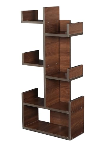 Image of Engineered Wood Bookshelf Multipurpose Home Decor Storage Rack Bookcase Showcase Organizer for Living Room Kitchen (Square 6 Shelf Bookrack) (Brown) DIY(Do-It-Yourself)