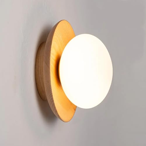 Aplique de pared de vidrio opal G9 Alpinaluz con diseño nórdico de madera