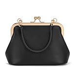 CATSEA Mini Women's Kiss Lock Crossbody Bag PU Small Top Hand Handbags Kiss Clasp Crossbody Purses Evening Clutch