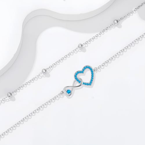 Image of Anklet for Women 925 Sterling Silver Double Infinity Ankle Bracelet Waterproof Summer Jewelry Anniversary Birthday Gifts for Her