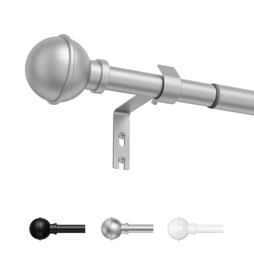 PeSenp Silver Curtain Pole 86 to 147cm Extendable Curtain Poles for Eyelet Curtains 16mm Diameter Metal Curtain Rod for Living Room Bedroom Kitchen