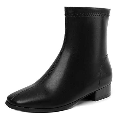Gicoiz Women Office Low Heels Square Toe Chelsea Boots