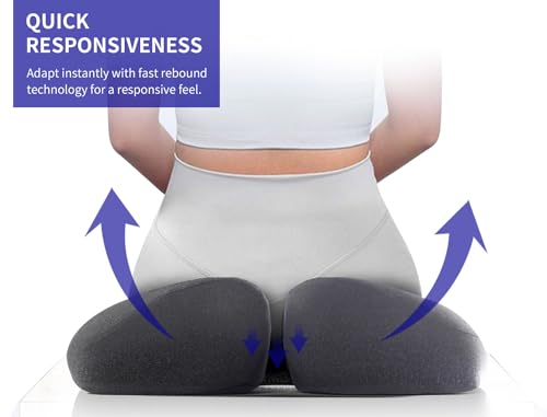Pubemy SupremeComfort X-Large Gel Infused Memory Foam Seat Cushion for Office Chair, Kitchen Chair, Car Seats- Elevate Your Seating Experience -Pressure Sore and Tailbone Pain Relief