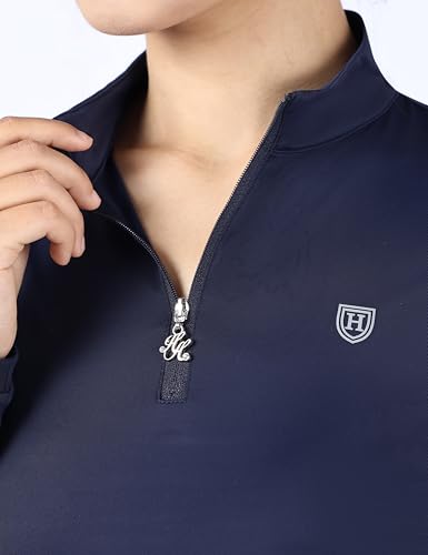 Harrison Howard Women's Equestrian Sweat Absorption Quick Drying Horse Riding Long Sleeve Shirt 1/4 Zip Base Layer3