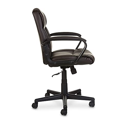 Amazon Basics Padded Office Desk Chair With Armrests, Adjustable Height/Tilt, 360-Degree Swivel, 275Lb Capacity,Polyurethane - Dark Brown #TOP4