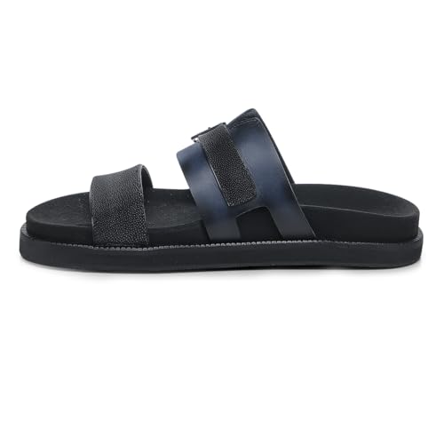 FRANCO CUADRA | Men's Sandal in Premium Black Stingray Leather with Adjustable Buckle 4M7MTTS4