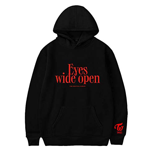 Xkpopfans Kpop Twice Hoodie New Album Eyes Wide Open Sweatshirt Mina Sana Tzuyu Pullover Black 01 2XL