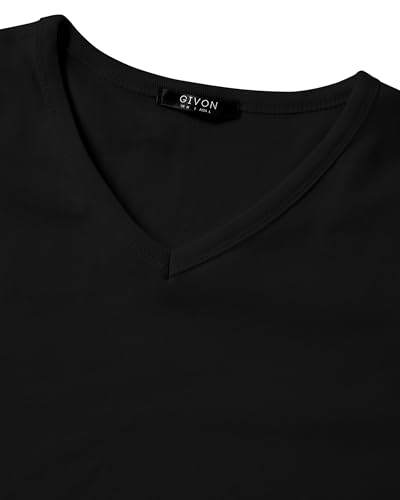 GIVON Men’s Slim Fit V-Neck Long Sleeve T-Shirt – 100% Cotton Ribbed Knit – Midweight Base Layer or Standalone Top4